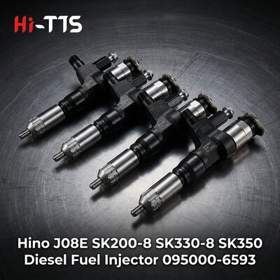 Bon prix Injecteur de carburant 095000-6593 pour excavatrice à chenille Hino J08E pour moteur SK200-8 SK330-8 SK350 en ligne