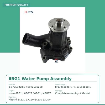 6BG1 Isuzu Assemblage de pompe à eau pour moteur 8-97253028-0 8972530280 Remplacement pour une excavatrice Hitachi EX200 ZX200 EX120 ZX120